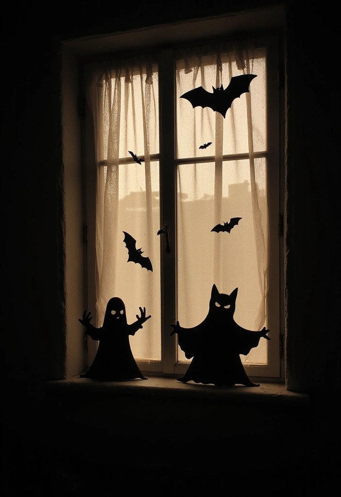 15 Hauntingly Beautiful Halloween Party Decorations You Can DIY This Fall (Check Out #5!) - 13. Shadowy Silhouettes