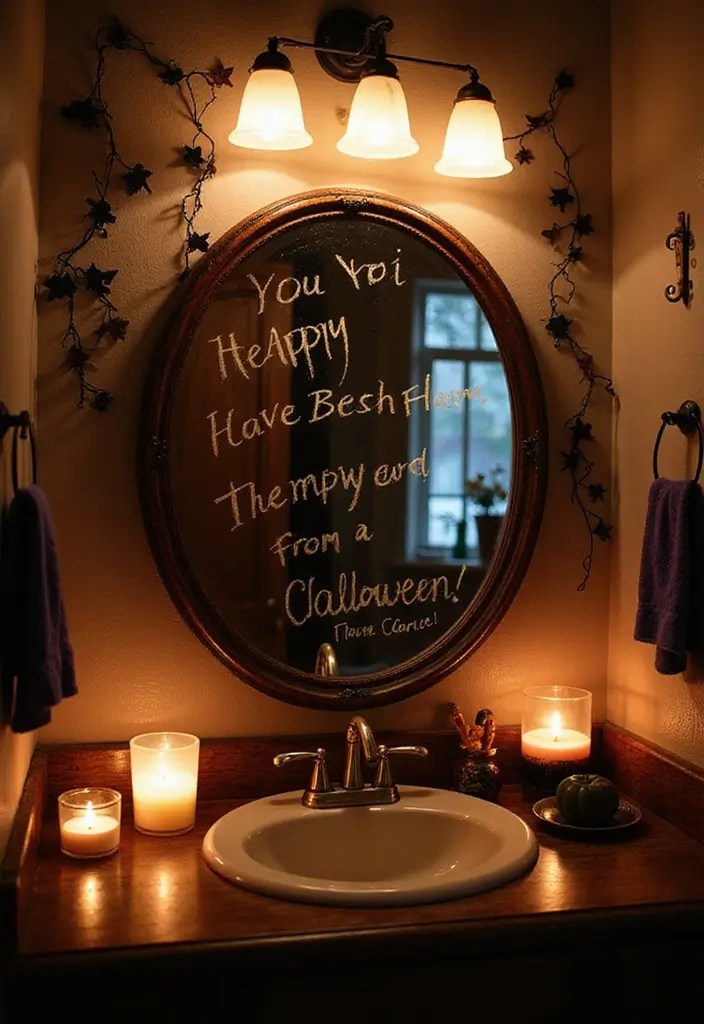 15 Hauntingly Beautiful Halloween Party Decorations You Can DIY This Fall (Check Out #5!) - 9. Mysterious Mirror Messages
