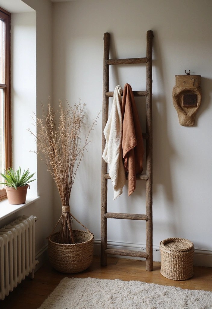 5 Stylish Clothesline Ideas for Small Homes & Apartments - 4. Vintage Ladder Display