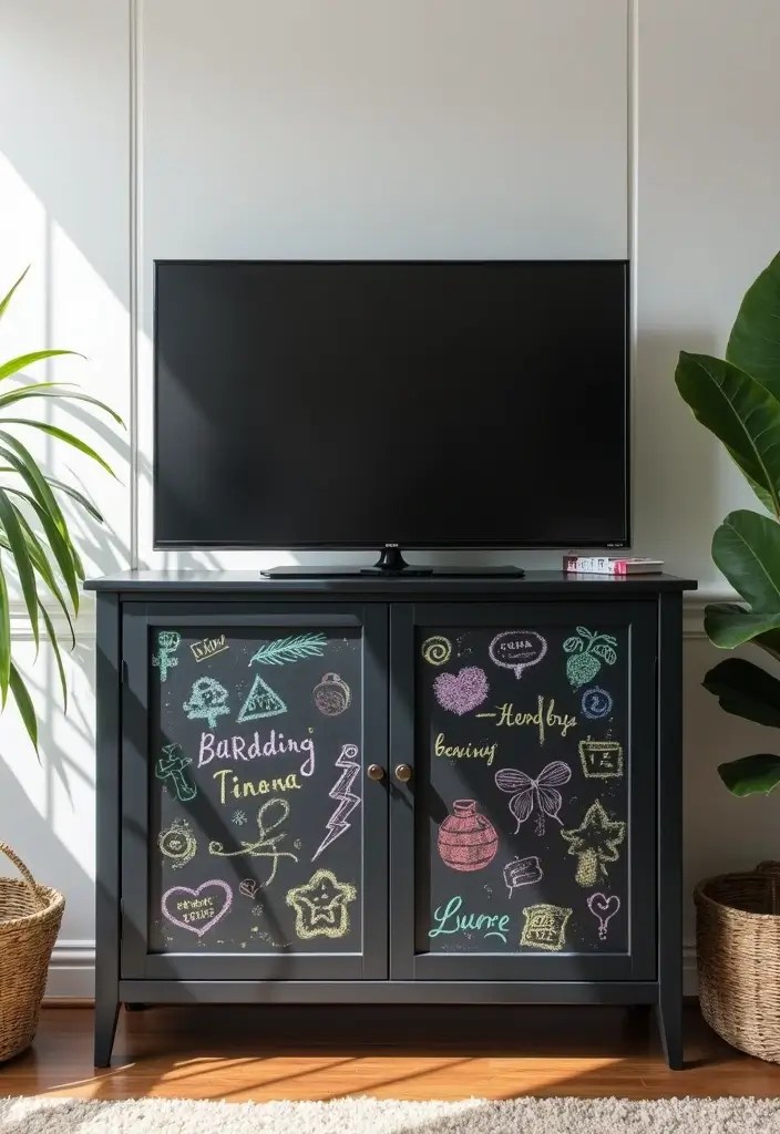 9 DIY TV Cabinet Ideas That Make Styling Your Space a Breeze! - 4. Chalkboard Paint Cabinet
