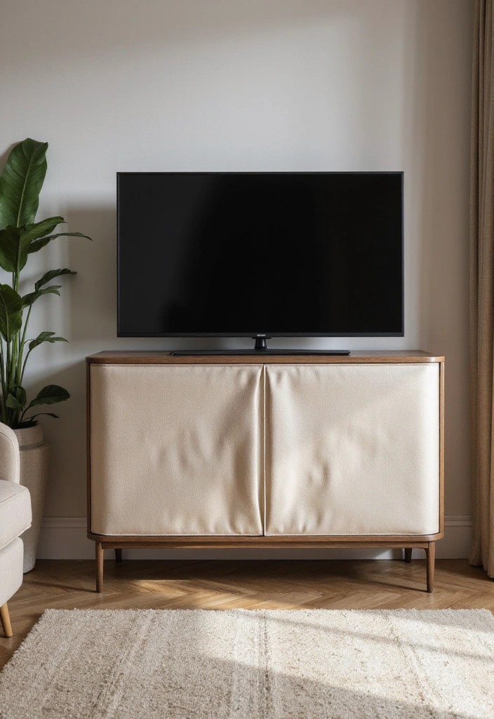 9 DIY TV Cabinet Ideas That Make Styling Your Space a Breeze! - 6. Elegant Fabric-Covered Cabinet