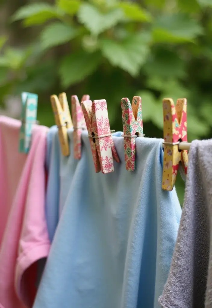 DIY Backyard Clothesline Setup That Looks Beautiful & Works Like Magic - 4. Decorative Clothespins