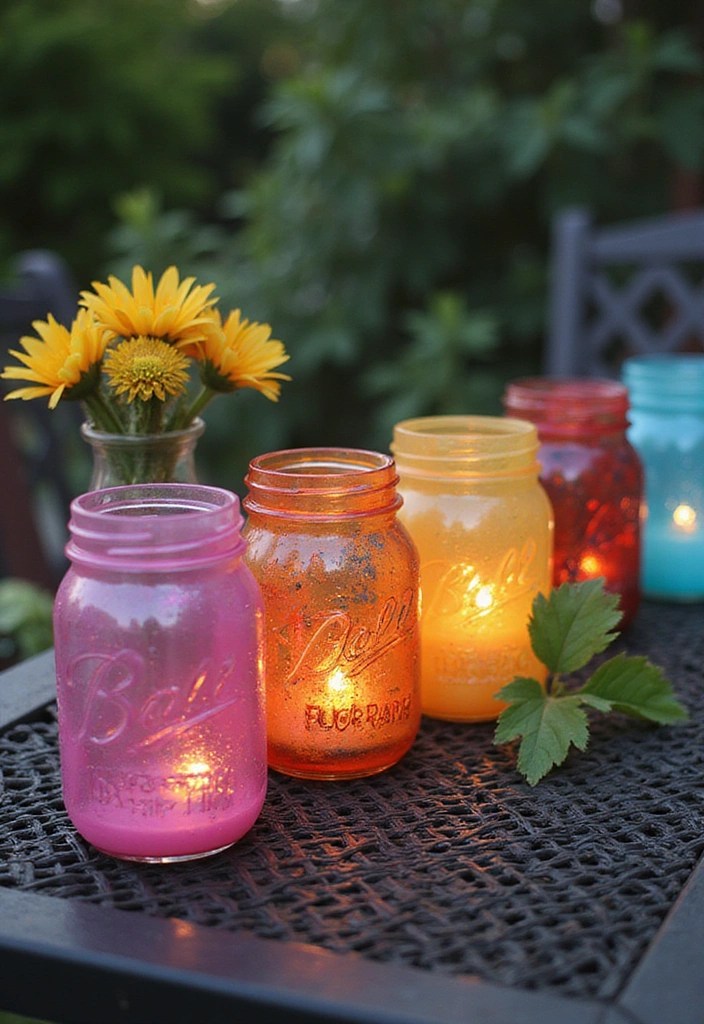 DIY Mason Jar Lanterns for Outdoor Patios: Brighten Your Evenings with These 10 Creative Ideas! - 3. Painted Jars for a Splash of Color