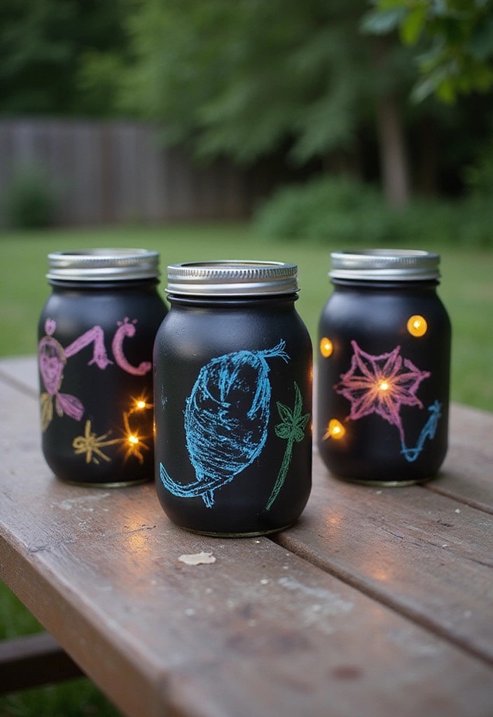 DIY Mason Jar Lanterns for Outdoor Patios: Brighten Your Evenings with These 10 Creative Ideas! - 6. Chalkboard Mason Jar Lanterns