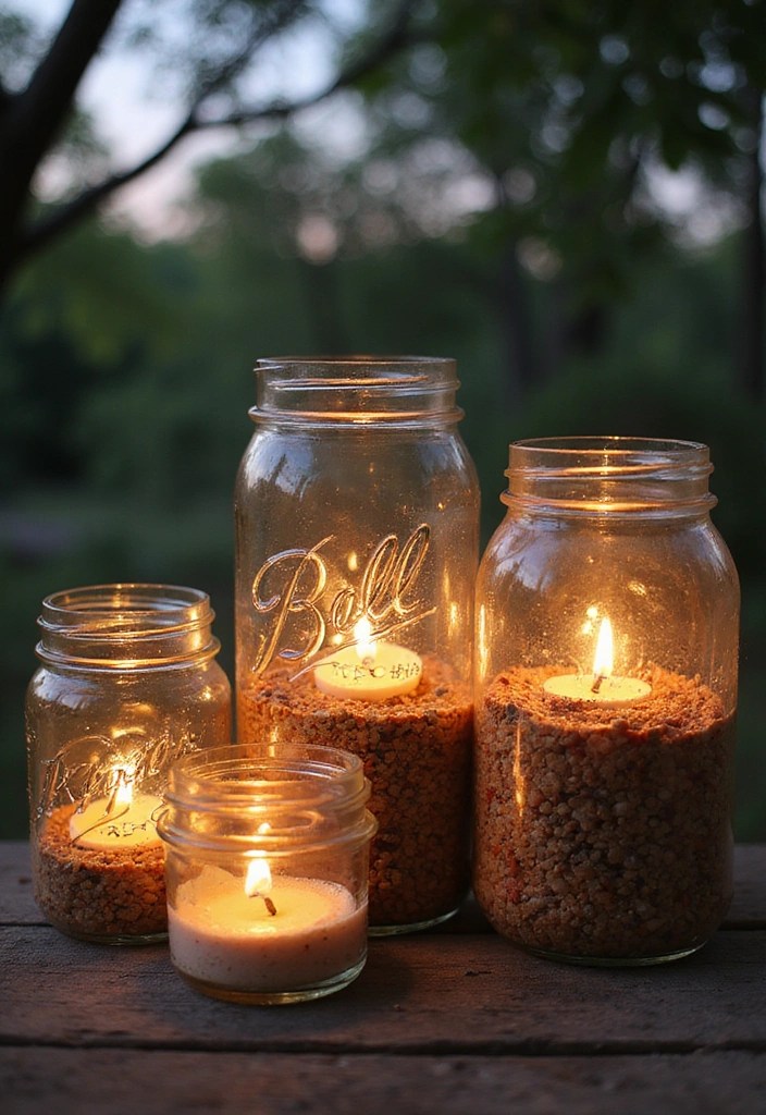 DIY Mason Jar Lanterns for Outdoor Patios: Brighten Your Evenings with These 10 Creative Ideas! - 8. Layered Textures in Jars