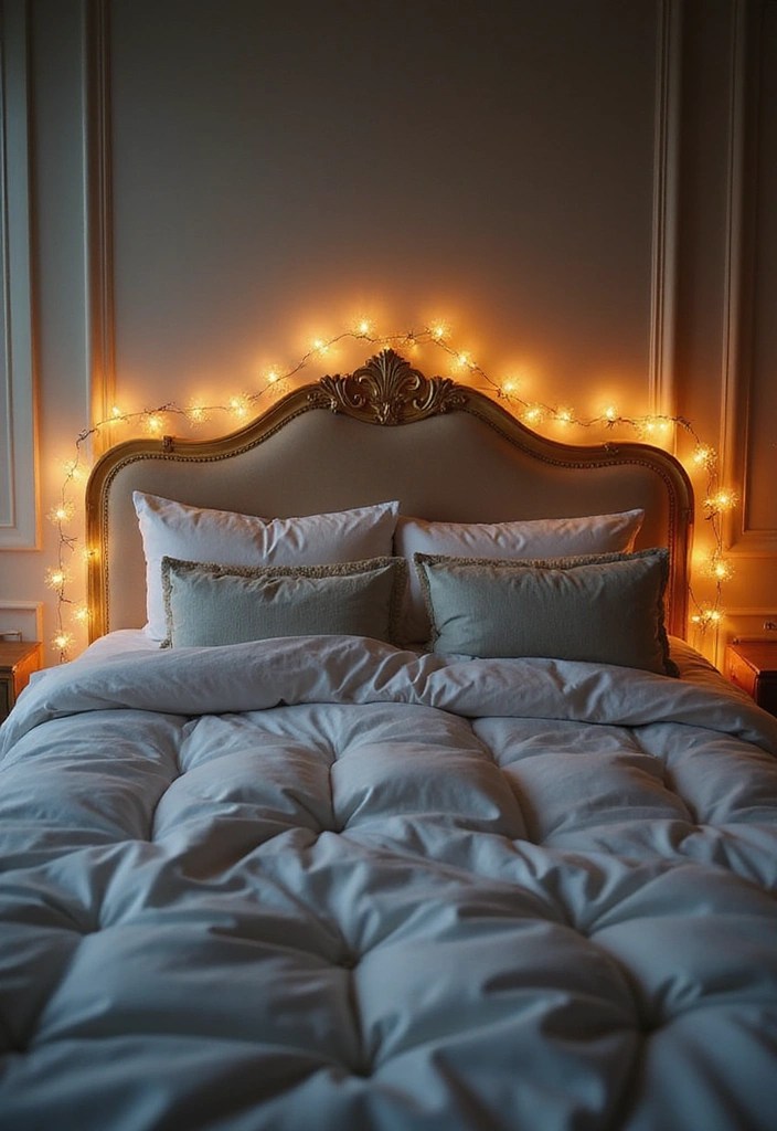 Illuminate Your Space: 10 Creative Ways to Style Battery-Operated String Lights - 2. Whimsical Bed Headboard