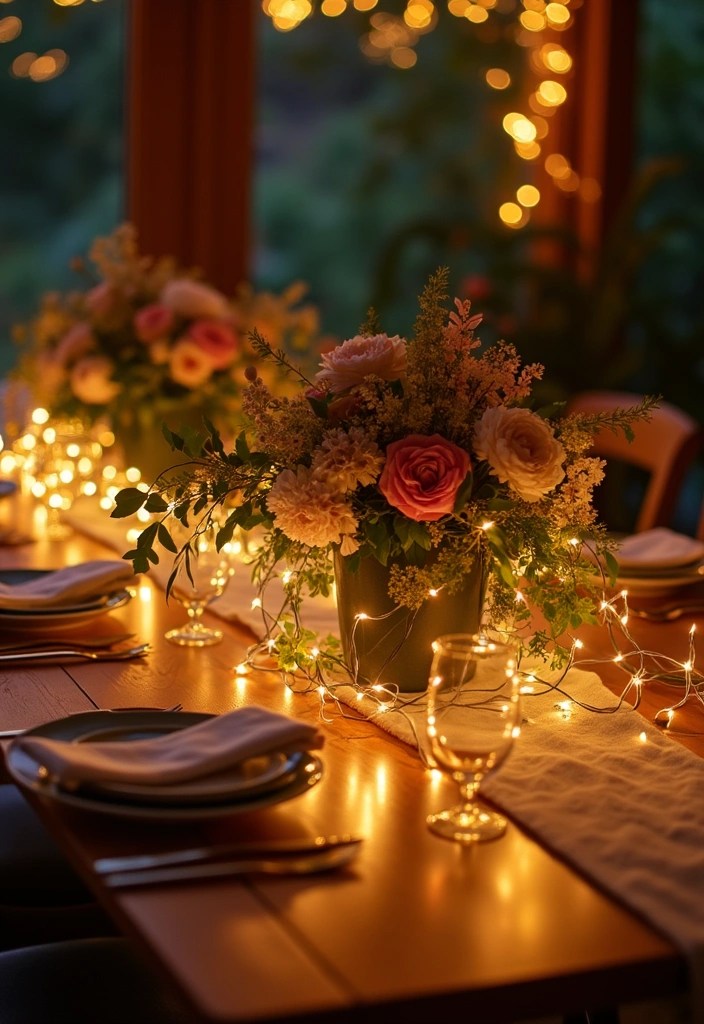 Illuminate Your Space: 10 Creative Ways to Style Battery-Operated String Lights - 6. Dining Table Centerpiece