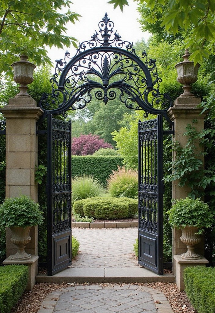 14 Artistic Gate Designs That Add Iron Elegance to Your Garden (Look at #5!) - 10. Double-Entry Gates