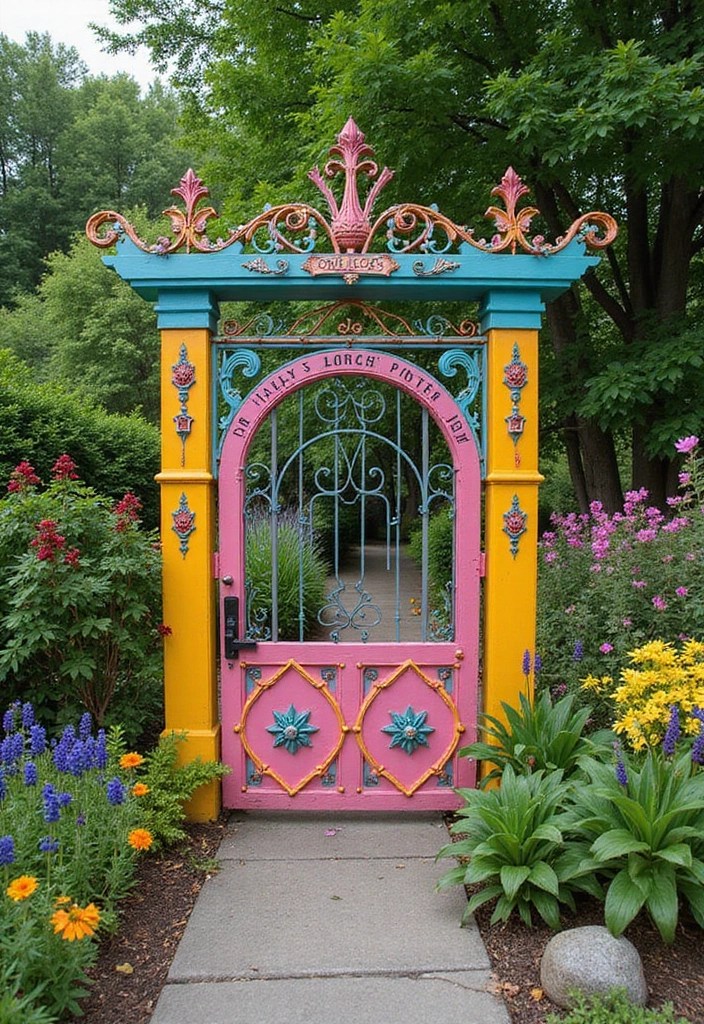 14 Artistic Gate Designs That Add Iron Elegance to Your Garden (Look at #5!) - 6. Colorful Painted Gates