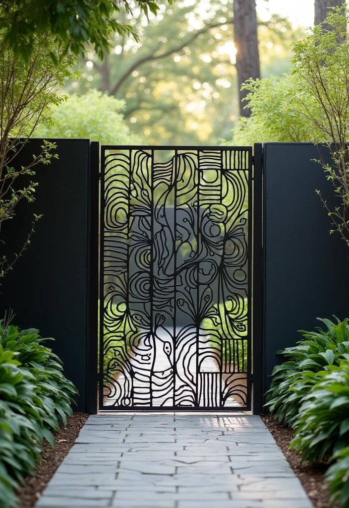 14 Artistic Gate Designs That Add Iron Elegance to Your Garden (Look at #5!) - 9. Contemporary Art Gates