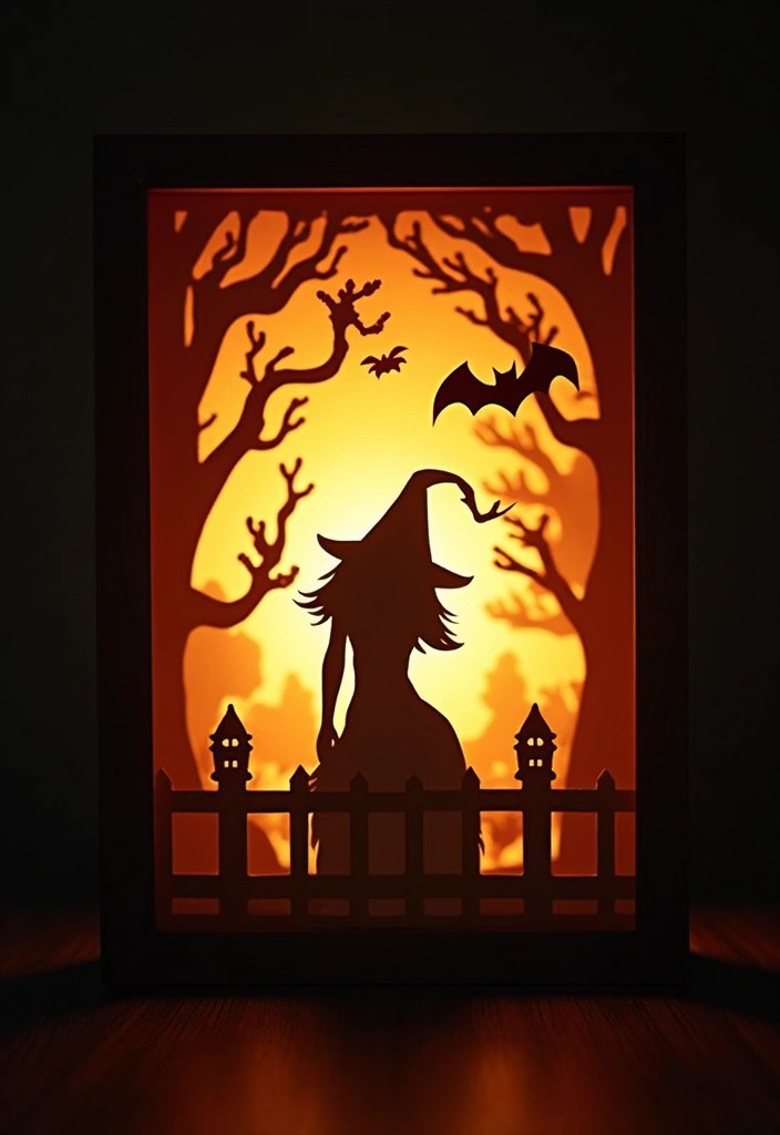 15 Hauntingly Beautiful Halloween Centerpieces That Will Wow Your Guests! - 13. Silhouette Shadow Box