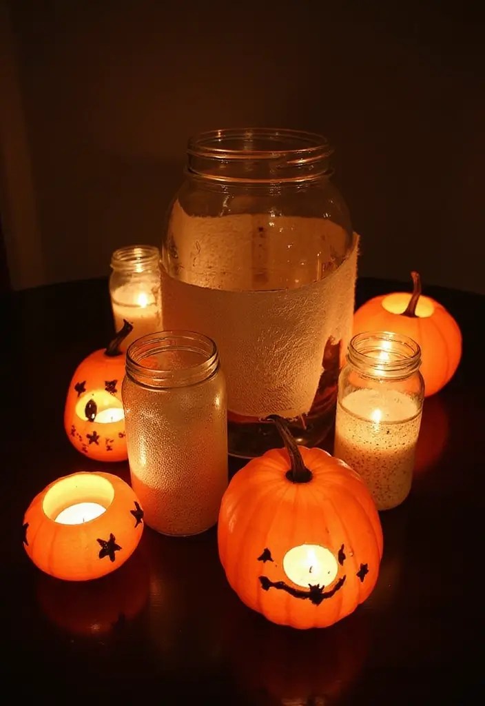 15 Hauntingly Beautiful Halloween Centerpieces That Will Wow Your Guests! - 2. Haunted Candle Holders