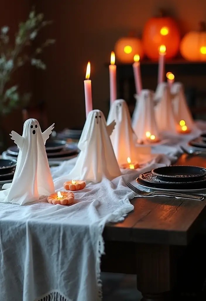15 Hauntingly Beautiful Halloween Centerpieces That Will Wow Your Guests! - 4. Ghostly Table Runners