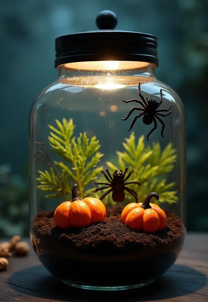 15 Hauntingly Beautiful Halloween Centerpieces That Will Wow Your Guests! - 9. Creepy Crawly Terrarium