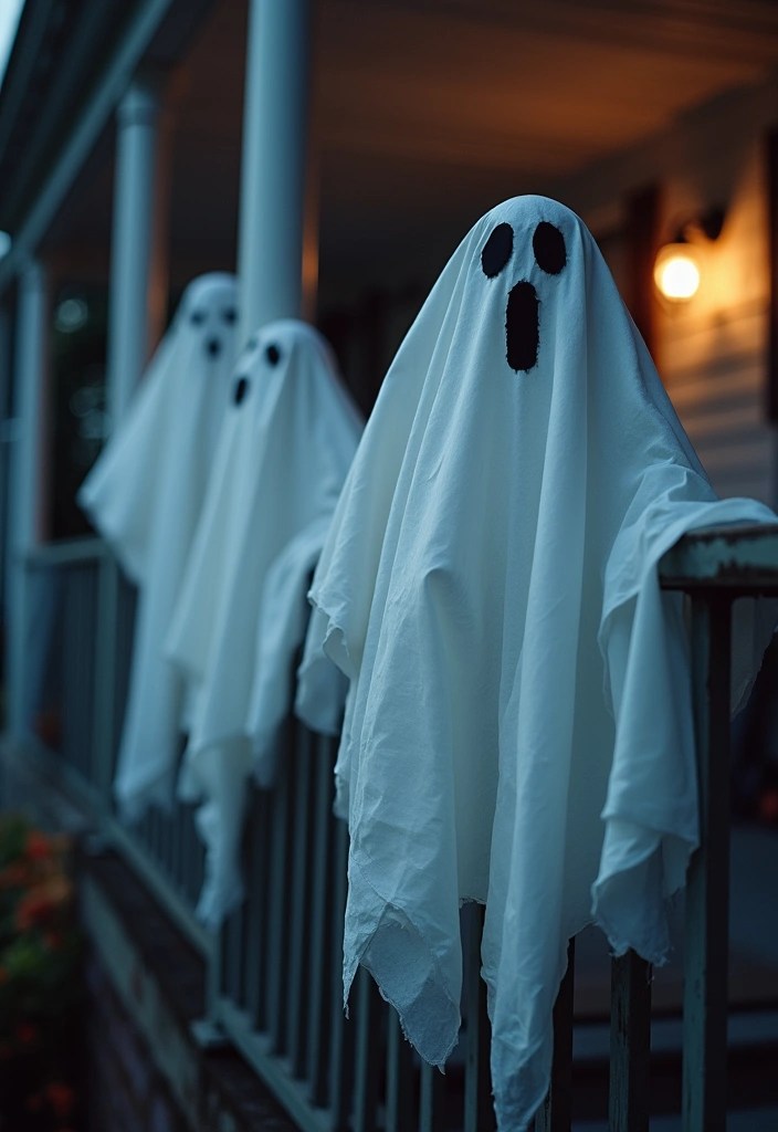 15 Spooktacular Halloween Porch Ideas That Will Give Your Neighbors Chills! - 1. Ghostly Ghouls on the Rails