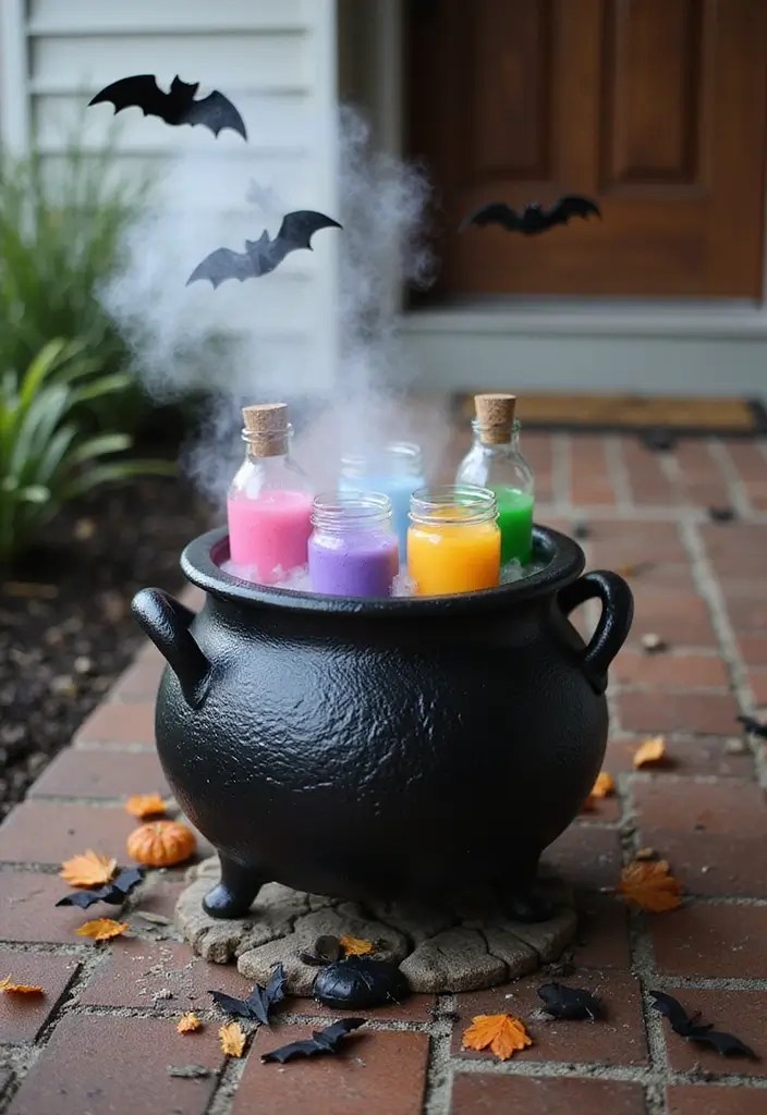 15 Spooktacular Halloween Porch Ideas That Will Give Your Neighbors Chills! - 10. Cauldron Creations