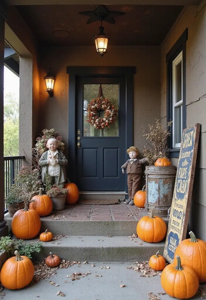 15 Spooktacular Halloween Porch Ideas That Will Give Your Neighbors Chills! - 12. Vintage Halloween Decor