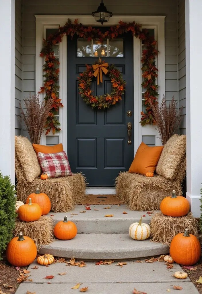 15 Spooktacular Halloween Porch Ideas That Will Give Your Neighbors Chills! - 13. Haystack Heaven
