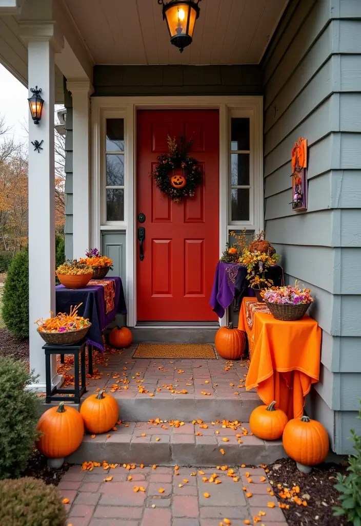 15 Spooktacular Halloween Porch Ideas That Will Give Your Neighbors Chills! - 15. Trick-or-Treat Station
