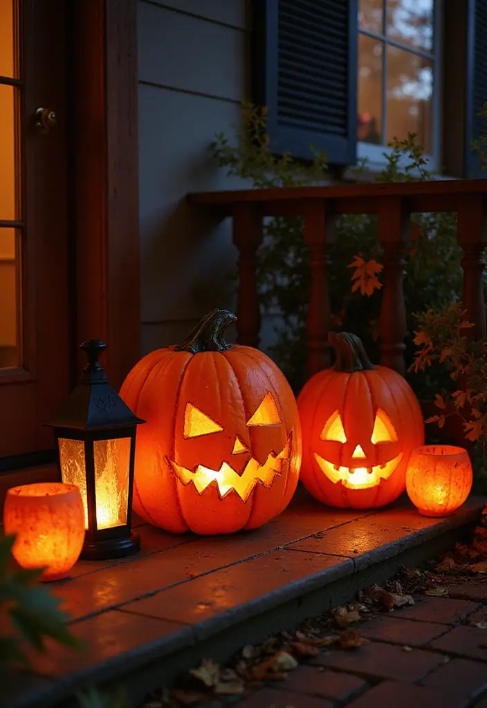 15 Spooktacular Halloween Porch Ideas That Will Give Your Neighbors Chills! - 5. Lanterns for an Enchanted Glow