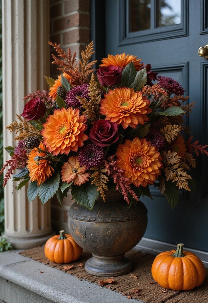 15 Spooktacular Halloween Porch Ideas That Will Give Your Neighbors Chills! - 7. Fall Floral Arrangements