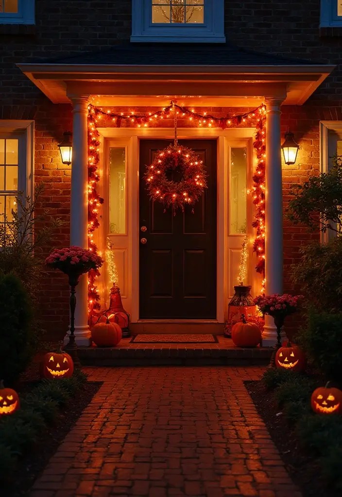 15 Spooktacular Halloween Porch Ideas That Will Give Your Neighbors Chills! - 8. Light Up the Night