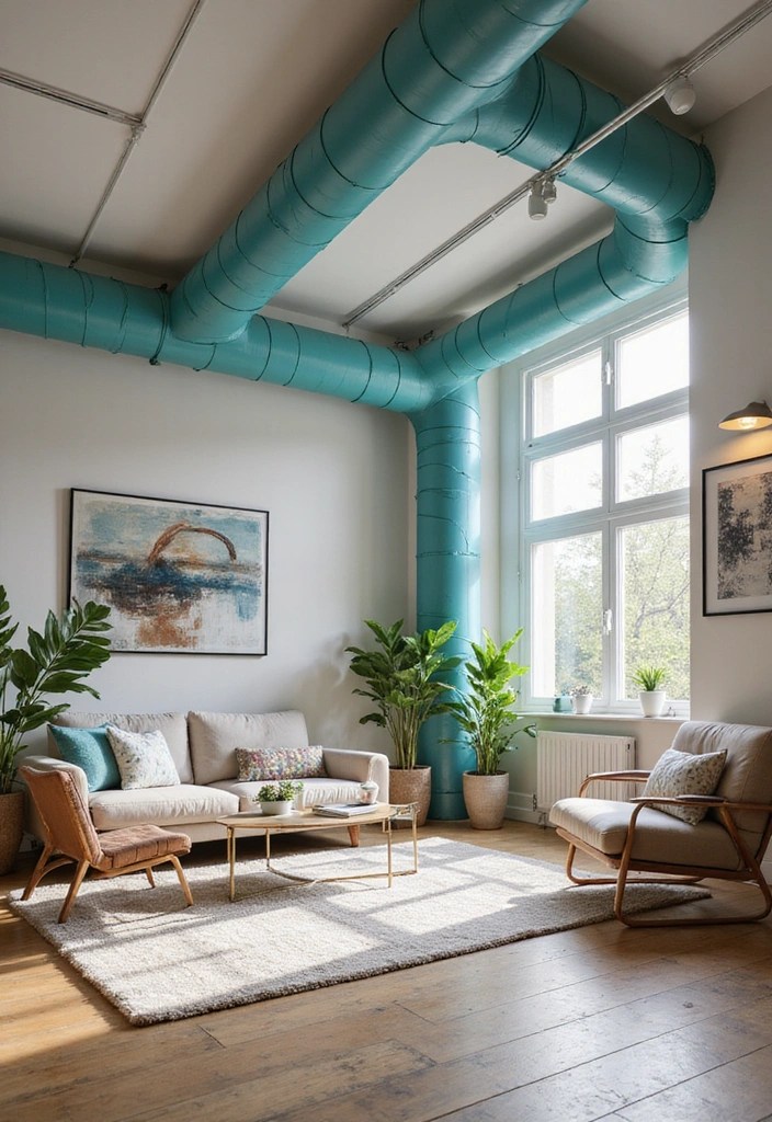 9 Creative Ways to Turn Exposed Ducts into Chic Home Decor Features - 1. Paint Them a Bold Color