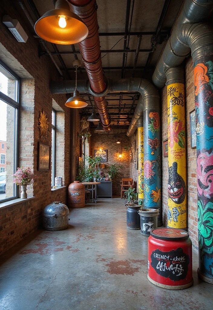 9 Creative Ways to Turn Exposed Ducts into Chic Home Decor Features - 8. Add Funky Artwork