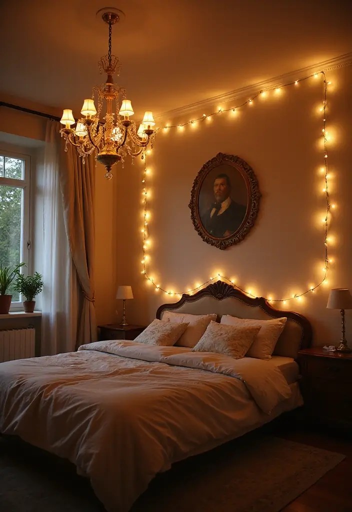 Castlecore Fantasy Bedrooms That Wow: Royal Magic Meets Modern Play - 3. Magical Lighting with Chandeliers and Fairy Lights