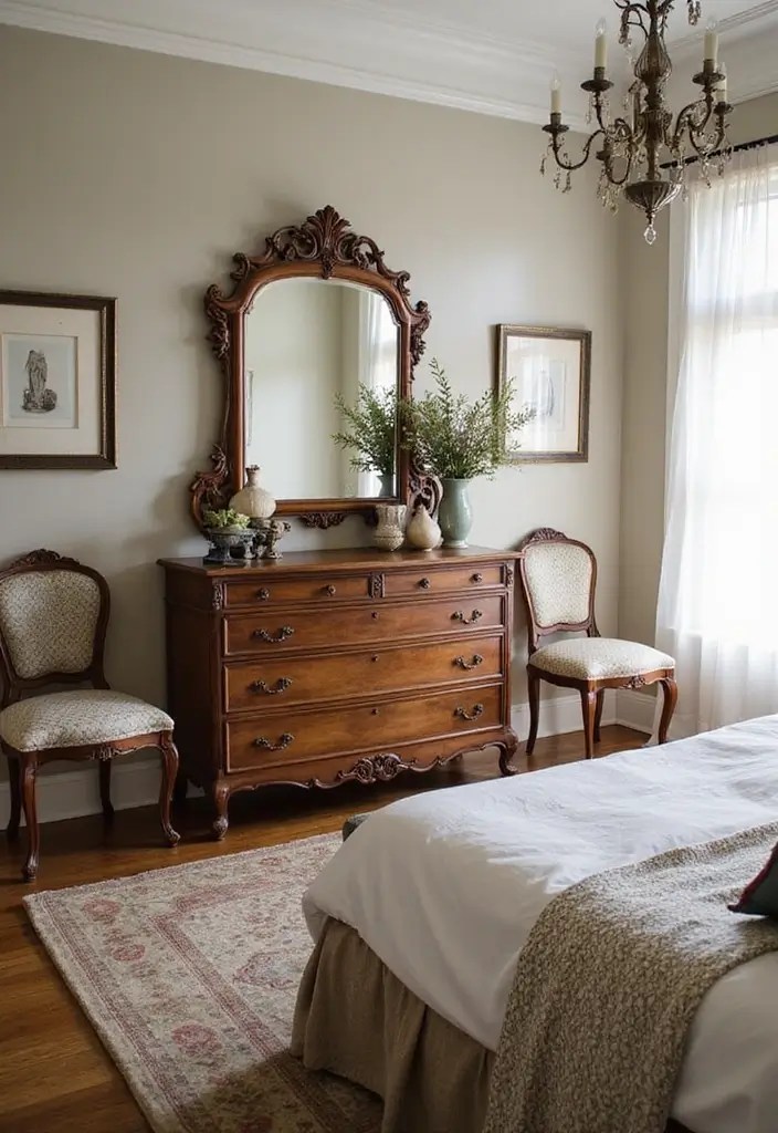 Castlecore Fantasy Bedrooms That Wow: Royal Magic Meets Modern Play - 5. Vintage Furniture with a Modern Twist