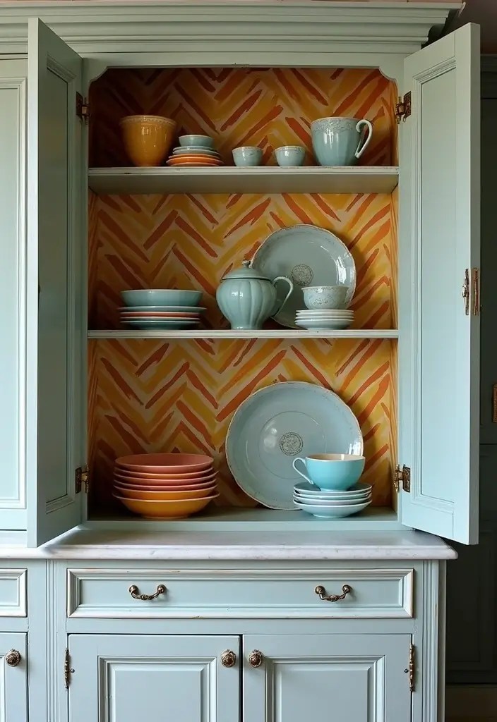 Cheat Your Way to Luxe Walls: 12 Wallpaper Hacks That Look High-End on a Shoestring Budget - 7. Wallpaper Inside Cabinets