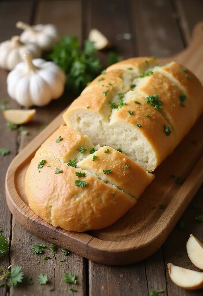 Medieval Royal Feast Bread Styled with Historical Props: A Culinary Journey Through Time! - 6. Garlic Bread: Rustic Indulgence