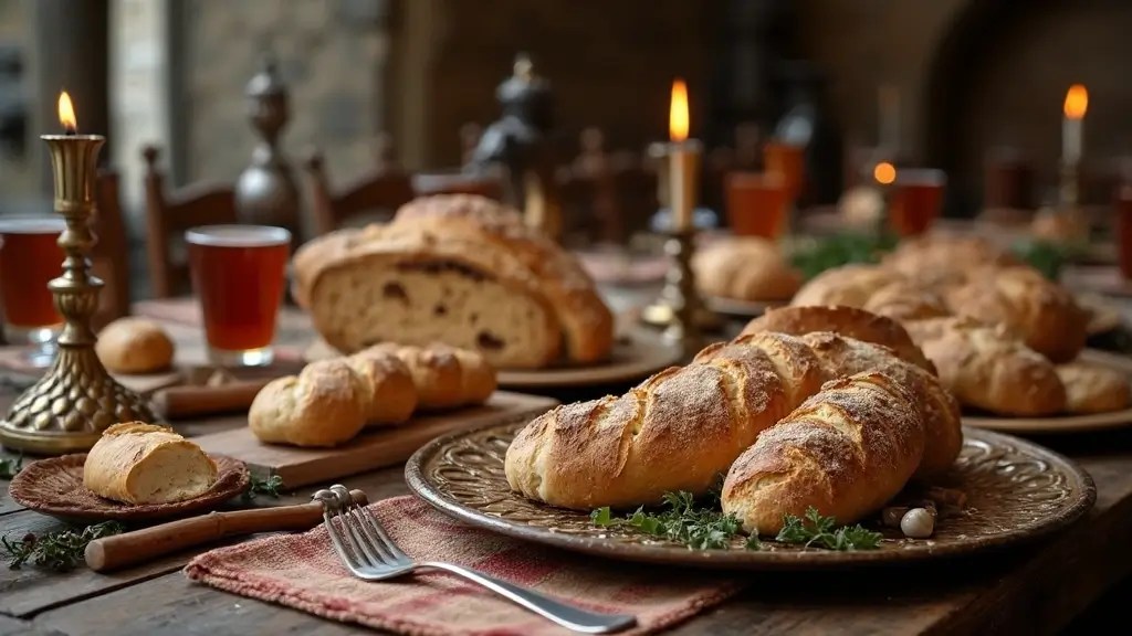 Medieval Royal Feast Bread Styled with Historical Props: A Culinary Journey Through Time!