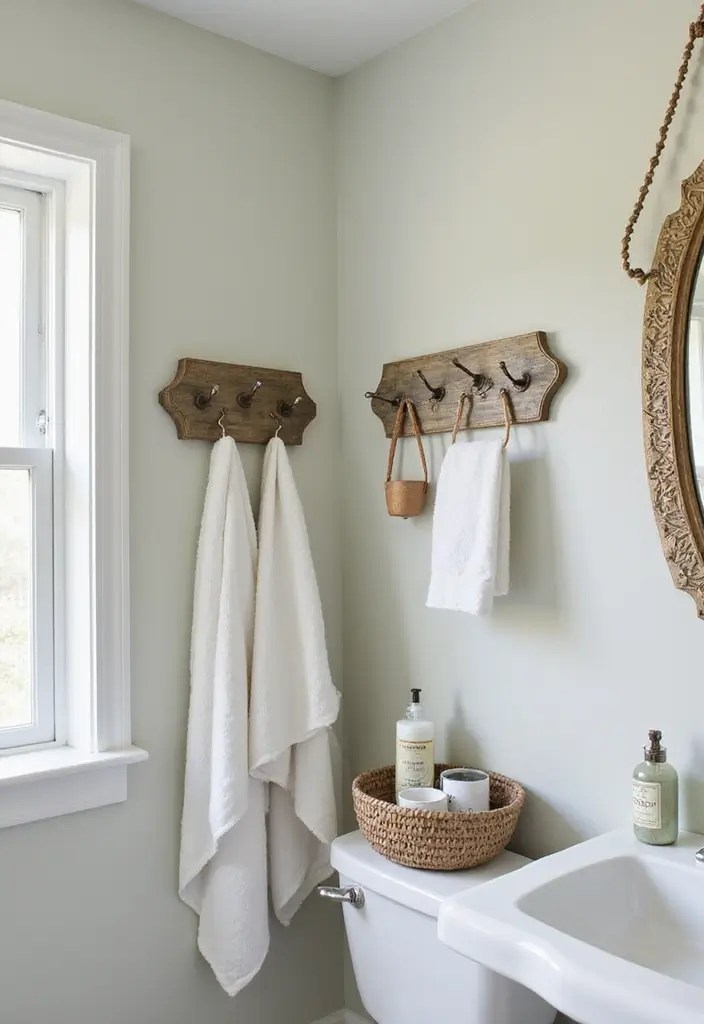 Shower Corner Glow-Up: 9 Stunning Ideas to Turn Empty Corners into Spa-Worthy Spaces - 7. Functional Hooks: Stylish Storage Solutions