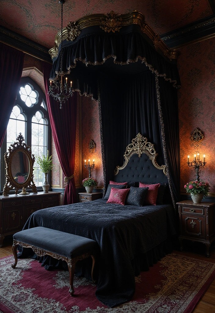 Step Into a Dream: 15 Fantasy Bedrooms That Feel Like Magic - 8. Gothic Elegance