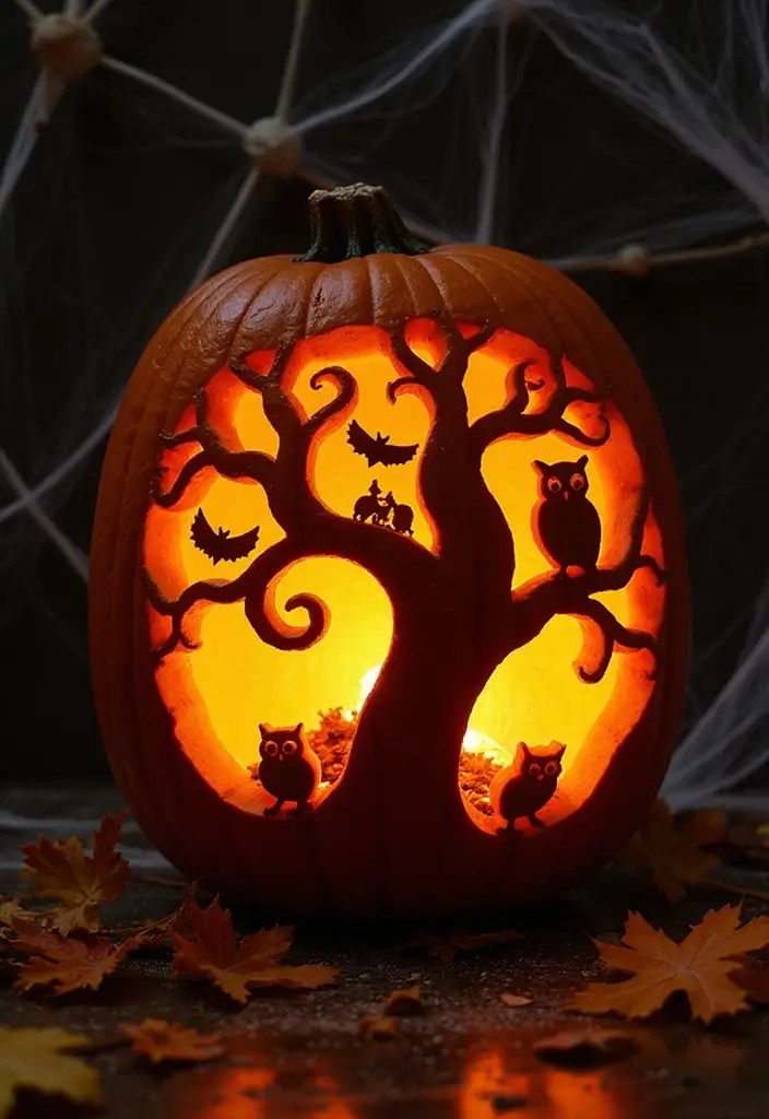 10 Jack-o-Lantern Spectacles Ideas That Will Make Your Halloween Unforgettable! - 3. The Spooky Tree