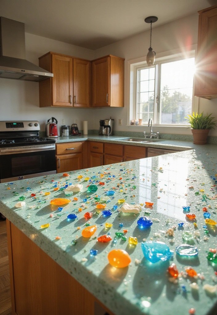10 Stunning Kitchen Countertop Materials That Will Instantly Elevate Your Space! - 8. Stunning Recycled Glass