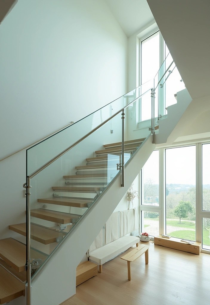 10 Stylish Handrail Designs for Modern Homes (Safety Meets Style) - 1. Sleek Glass Railings