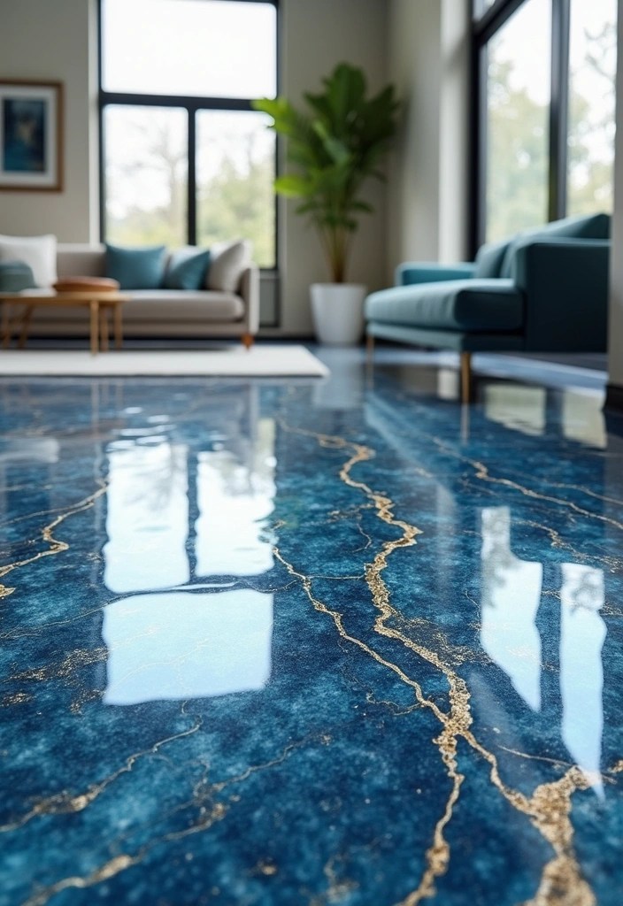 12 Stunning Flooring Ideas: From Epoxy Metallic to Cozy Hardwood Designs - 1. Epoxy Metallic Wonderland