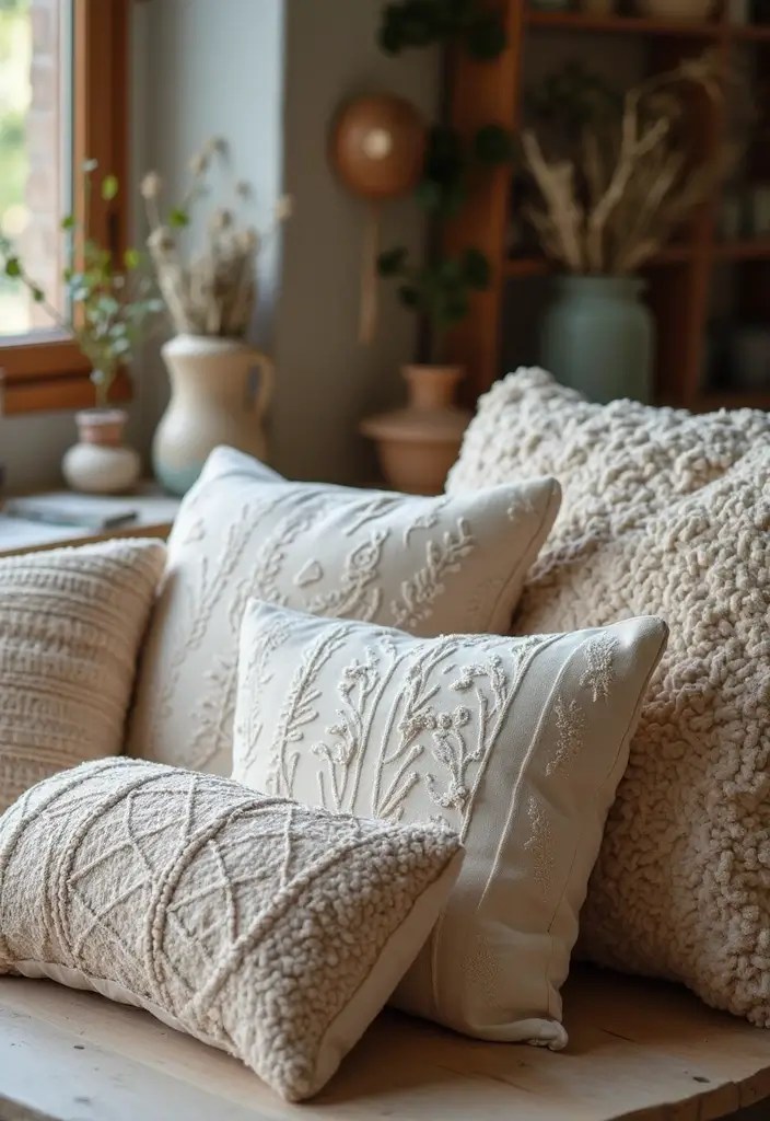 Artisan Textured Pillows: Layered Luxury for Cozy Home Interiors - 3. Go for Handmade Creations