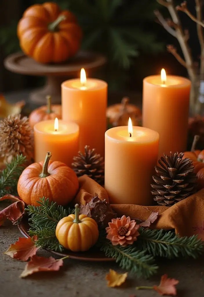 16 Enchanting Candle Lighting Ideas for an Irresistibly Romantic Home (You’ll Be Spellbound by #7!) - 15. Seasonal Candle Decor