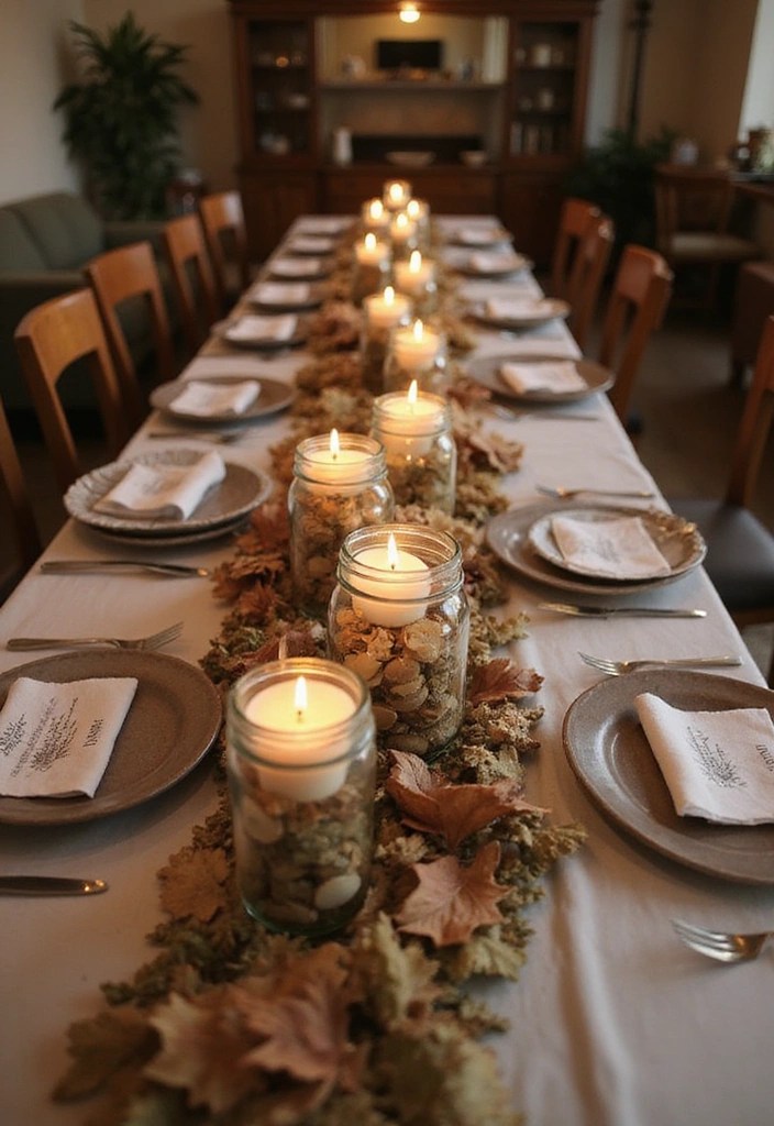 16 Enchanting Candle Lighting Ideas for an Irresistibly Romantic Home (You’ll Be Spellbound by #7!) - 5. Candle Jars as Centerpieces