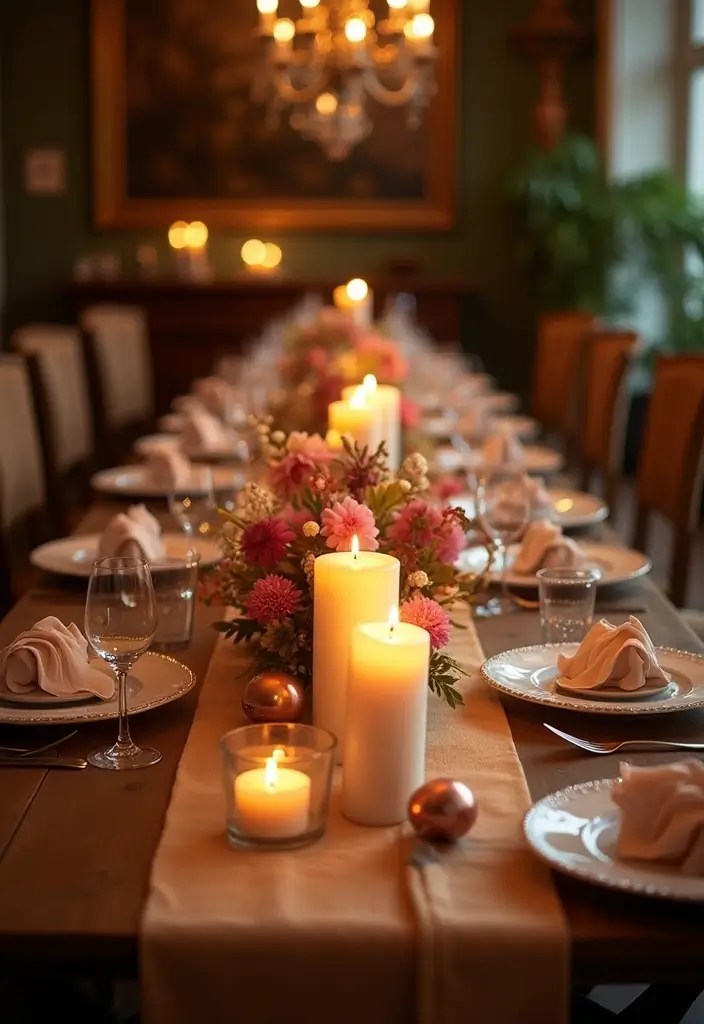 16 Enchanting Candle Lighting Ideas for an Irresistibly Romantic Home (You’ll Be Spellbound by #7!) - 9. Candle Table Runner