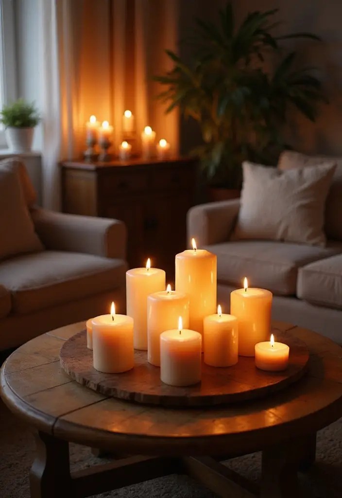 Unlock the Secret to Perfect Ambiance: 12 Different Tone Lighting Ideas for Your Living Room! - 12. Candles for a Romantic Touch