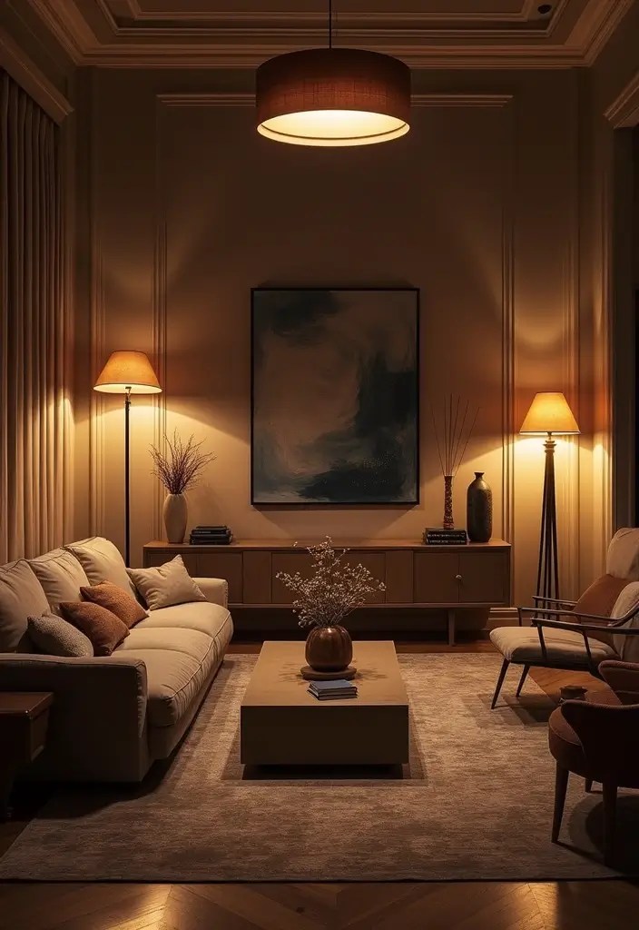 Unlock the Secret to Perfect Ambiance: 12 Different Tone Lighting Ideas for Your Living Room! - 9. Layered Lighting for Depth