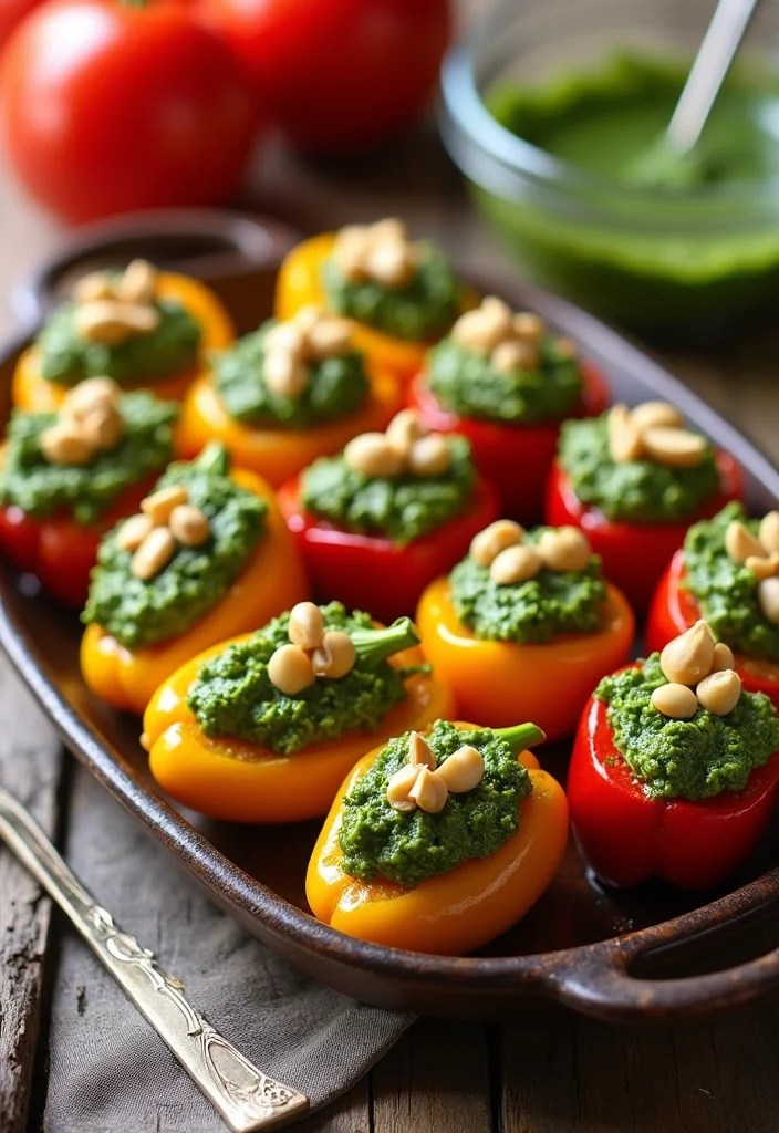 10 Irresistibly Green Snacks That Will Steal the Show at Your Next Party! - 6. Pesto Stuffed Mini Peppers 1