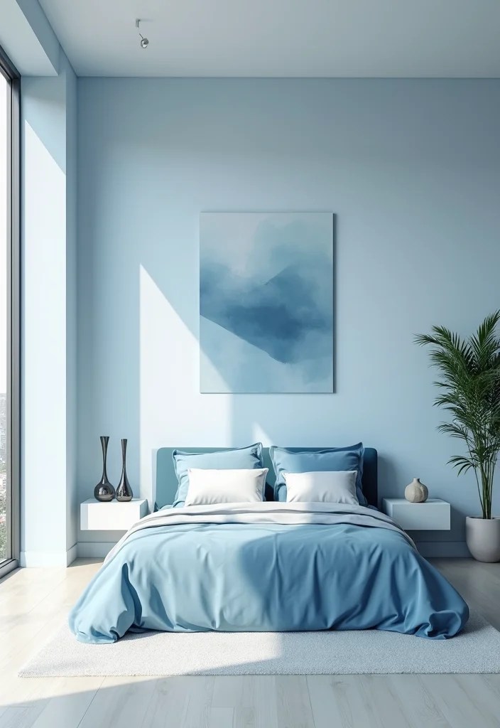 10 Stunning Cool Blue Aesthetic Rooms That Will Refresh Your Space Instantly! - 2. Modern Minimalist Blue 1