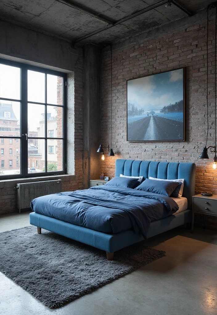 10 Stunning Cool Blue Aesthetic Rooms That Will Refresh Your Space Instantly! - 7. Industrial Blue Edge 1