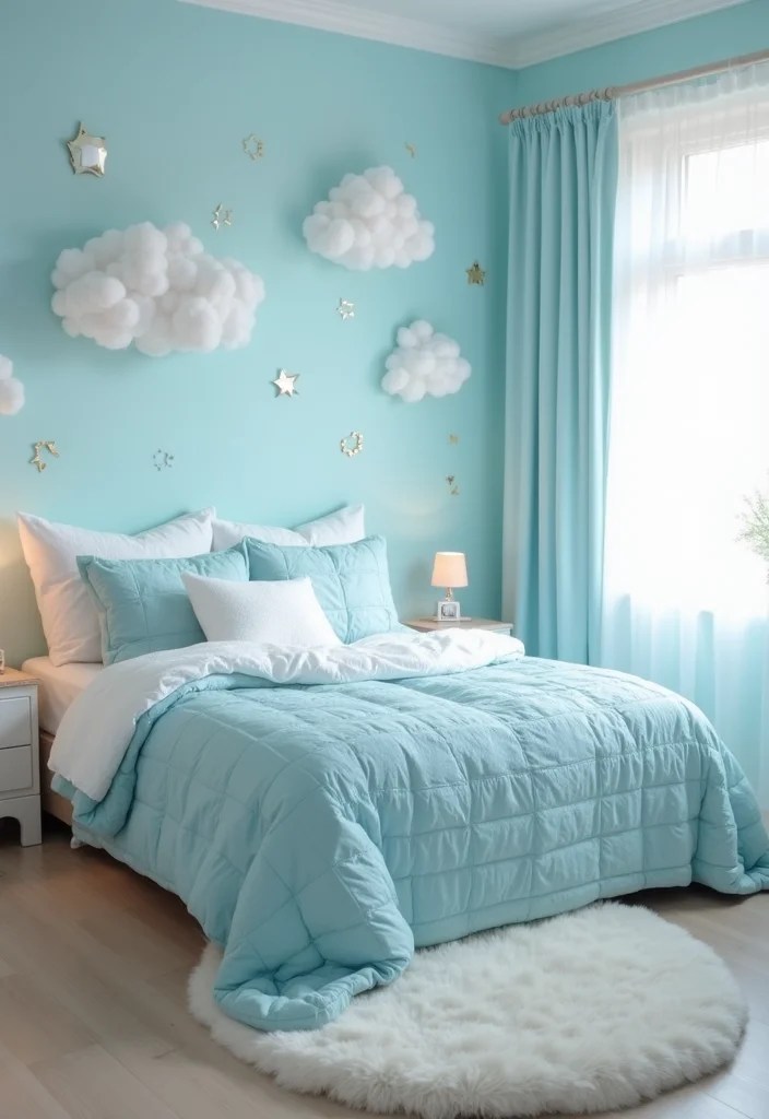 10 Stunning Cool Blue Aesthetic Rooms That Will Refresh Your Space Instantly! - 8. Sky and Cloud Fantasy 1