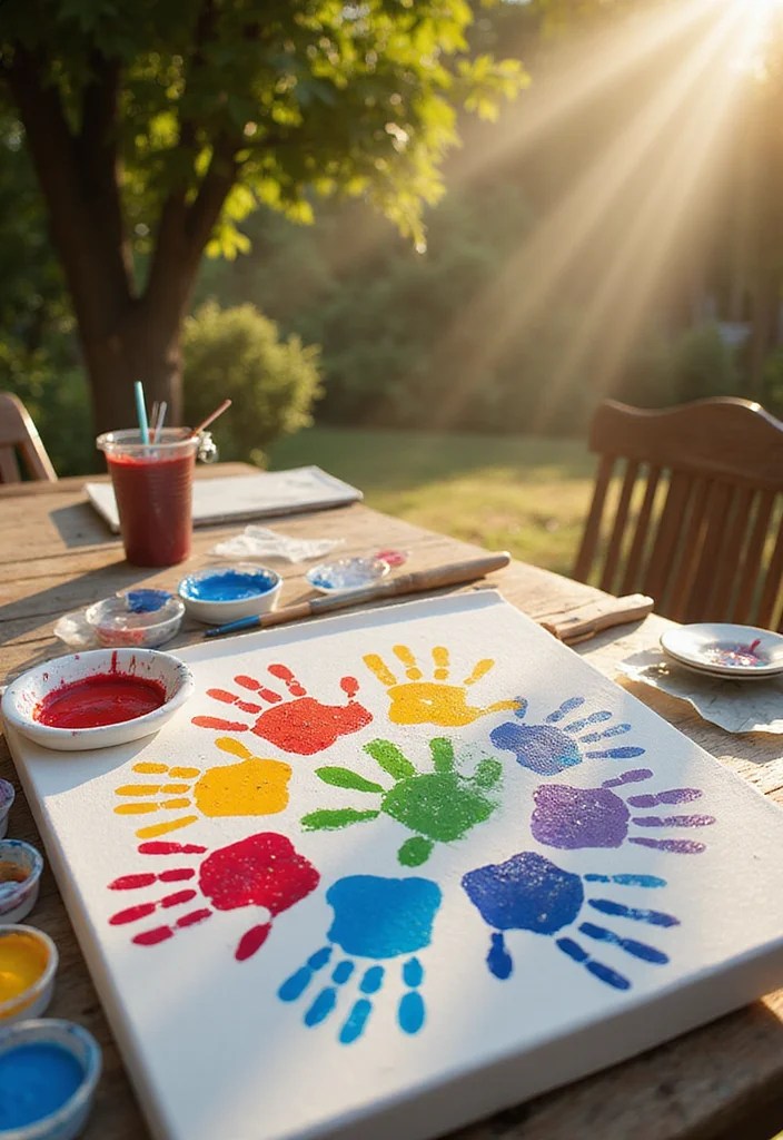 12 Delightful DIY Valentine Gifts Moms & Kids Will Adore (Find Joy in #6!) - 11. Handprint Art Canvas 1